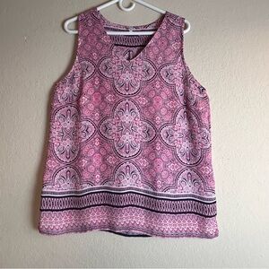 VIOLET & CLAIRE Blouse Women’s Size Large Pink Sleeveless Tribal V Neck Tank Top